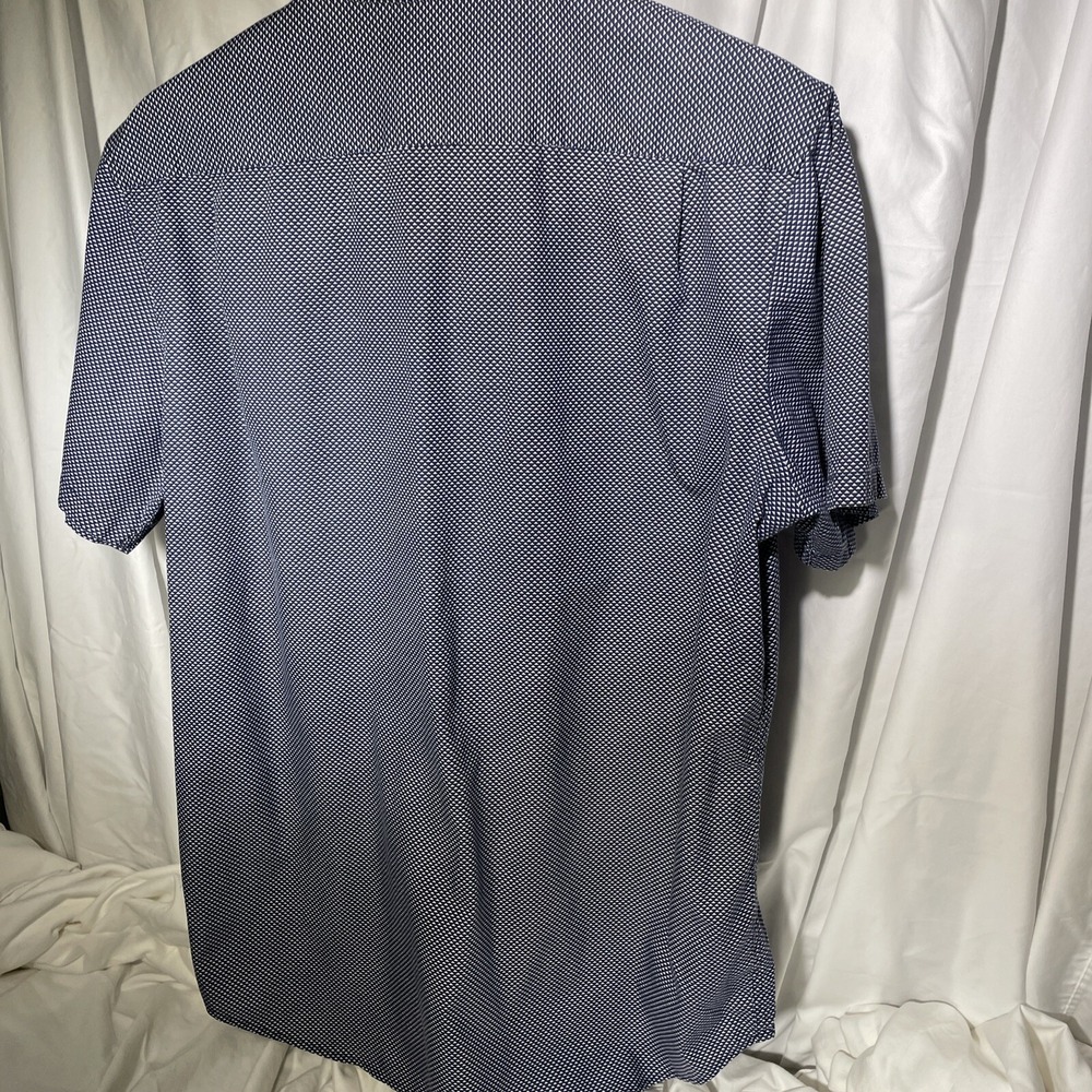 Michael Kors Mens Size M Classic Fit Navy Blue Button Up Short Sleeve Shirt - Picture 5 of 15